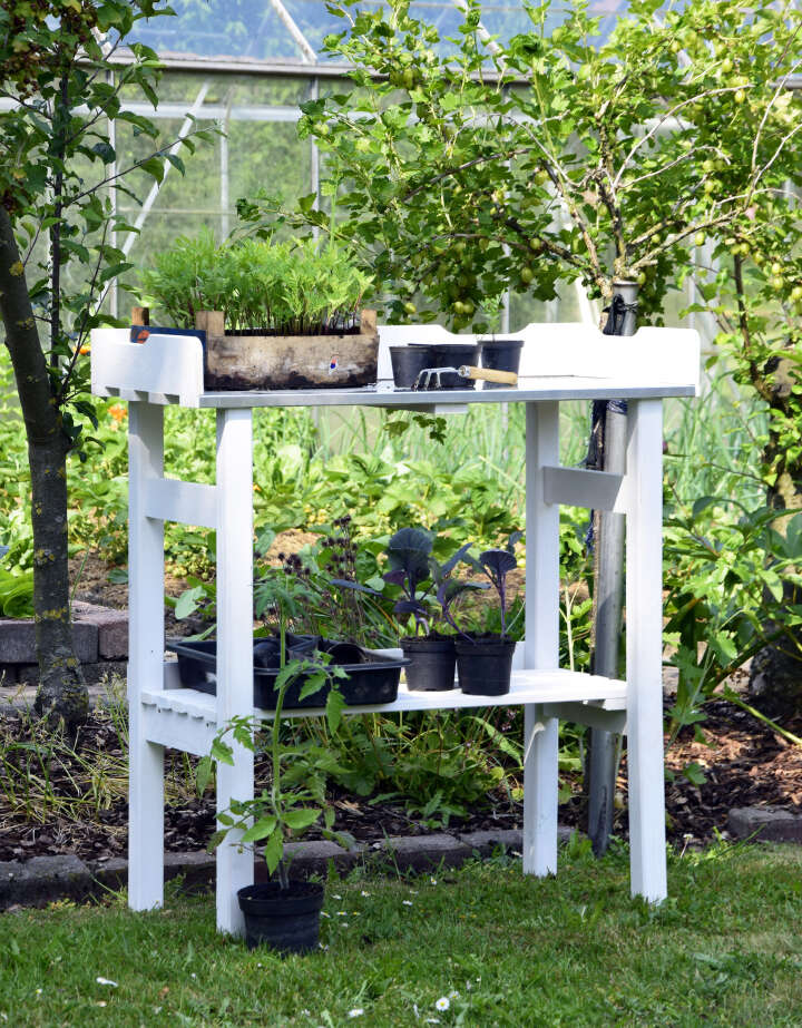 dobar Pflanztisch mit Ablage, weiß